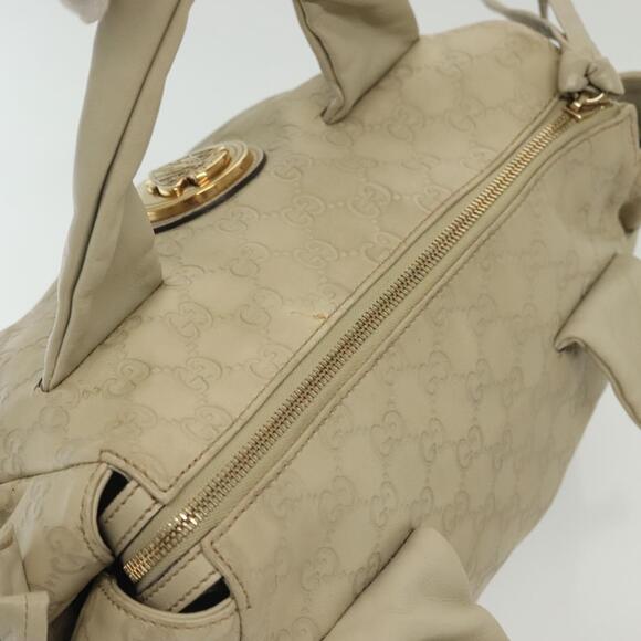 GUCCI GG Canvas Guccissima Hand Bag Leather Ivory Gold - Picture 7 of 16
